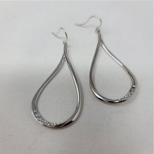 Stunning Rhinestone Dusted Hoop Earrings Silver Ov